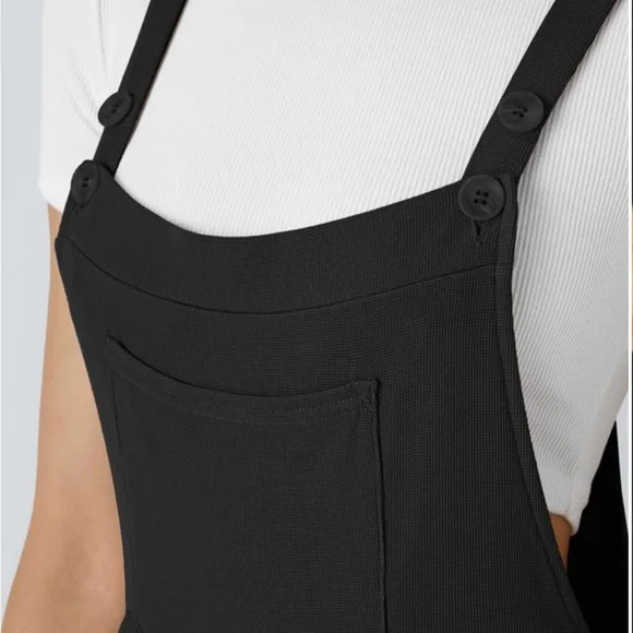 Halara Women's S Black Overalls Adjustable Strap Pockets Wide Leg Baggy Casual - Picture 3 of 13